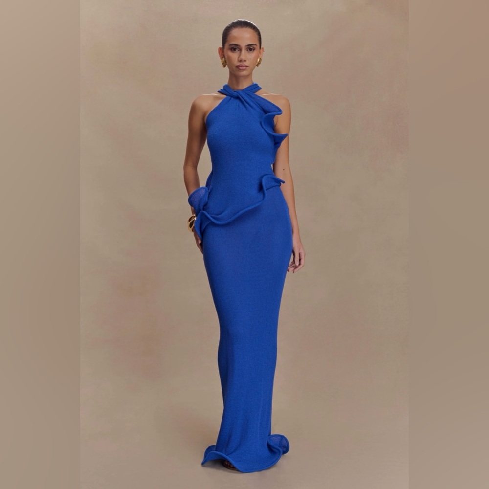 Meshki Caprice | Royal Blue Halter Maxi
